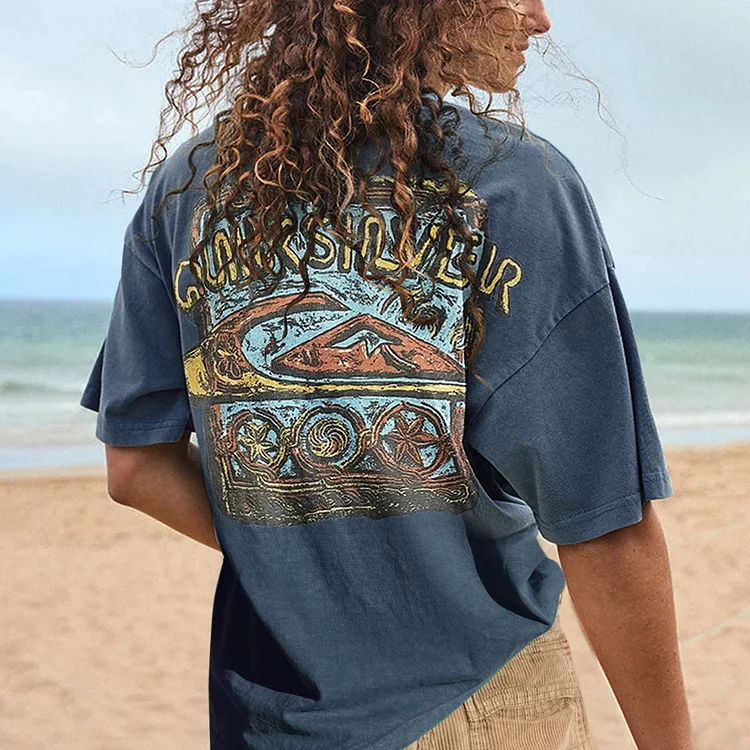 Vintage Quiksilver Surfer Style Graphic Women's T-shirt
