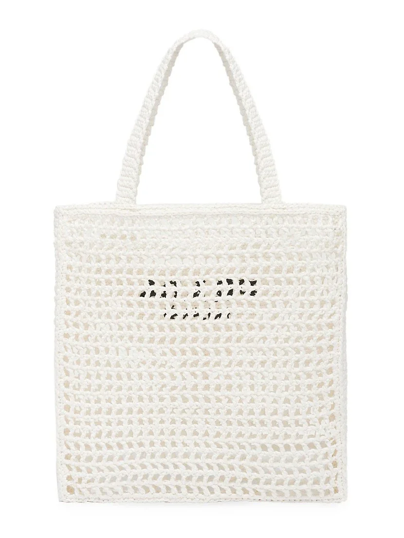 Prada Raffia Tote Bag white