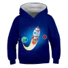 Kid Boy Cartoon Astronaut Starfield Rocket 3D Digital Print Hoodie