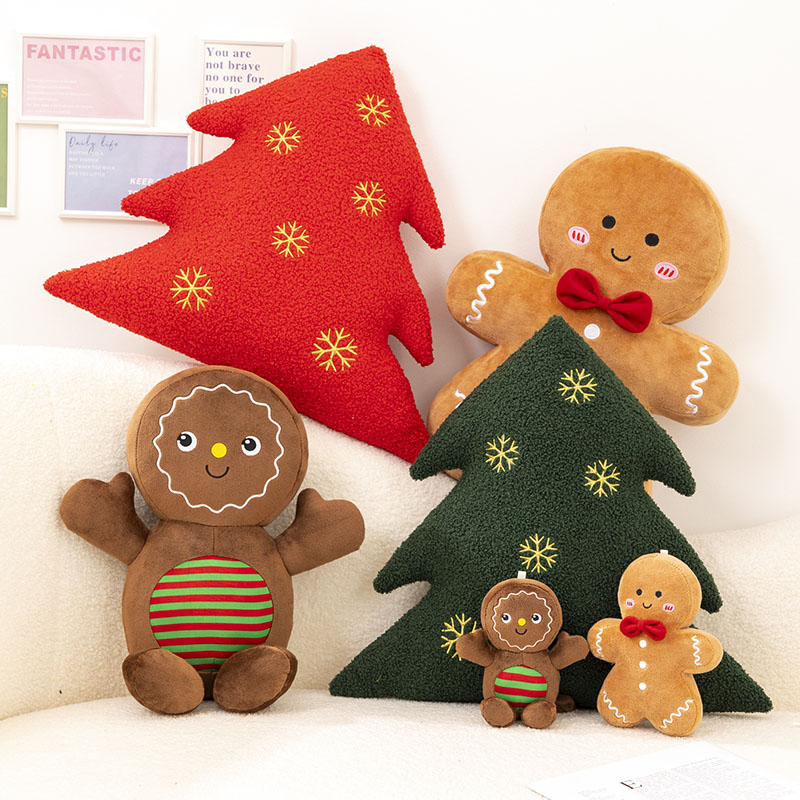 Tegooe Gingerbread Man Plush Cushion - Stuffed Christmas Decor Kids Toy