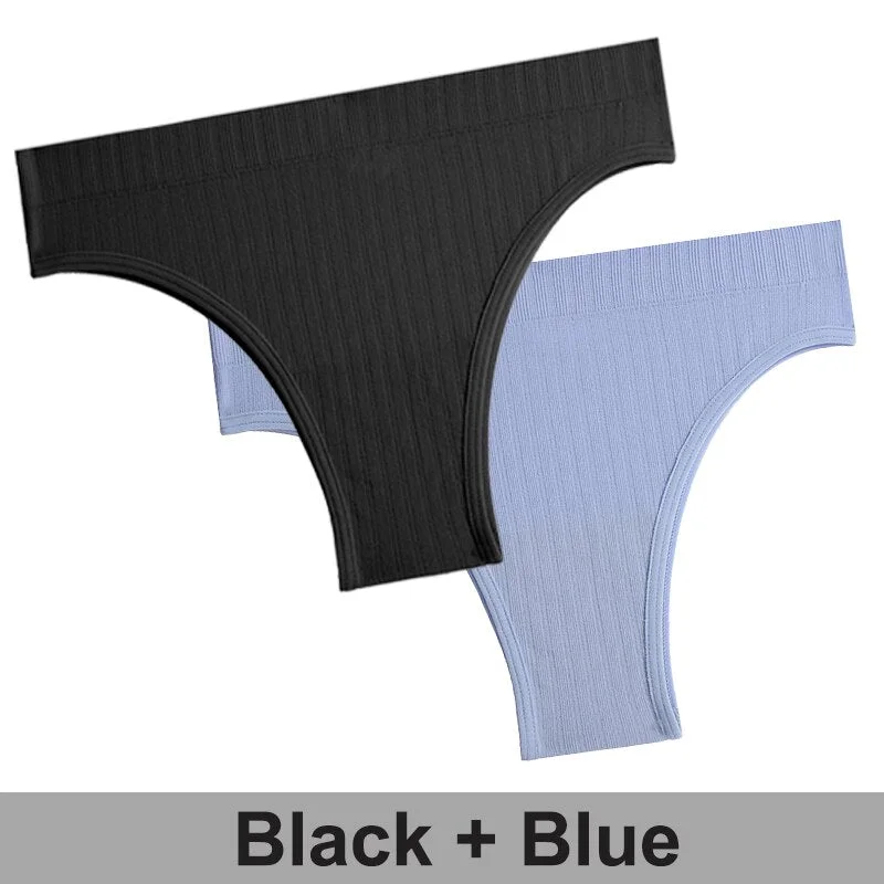 2PCS/Set Women Panties Seamless Underwear Female Lingerie Solid Color Sexy Brazillian Panties Woman's Underpants Intimate Pantys