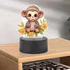 Cute Animal Diamond Painting LED Lamp Diamond Painting Night Light (Monkey)