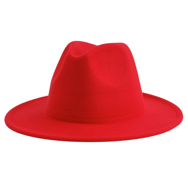 60 Color Solid Color Jazz Top Hat British Style Retro Woolen Hat Adult Embroidered Logo Felt Hat