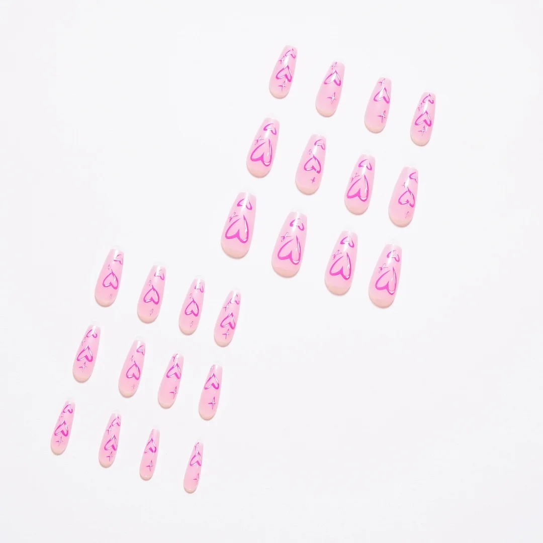Fake Nails Heart Pattern Full Cover Fake Nails DIY Glue Press On Nails Nail Supplies For Professionals 515-1-Nail Inspo