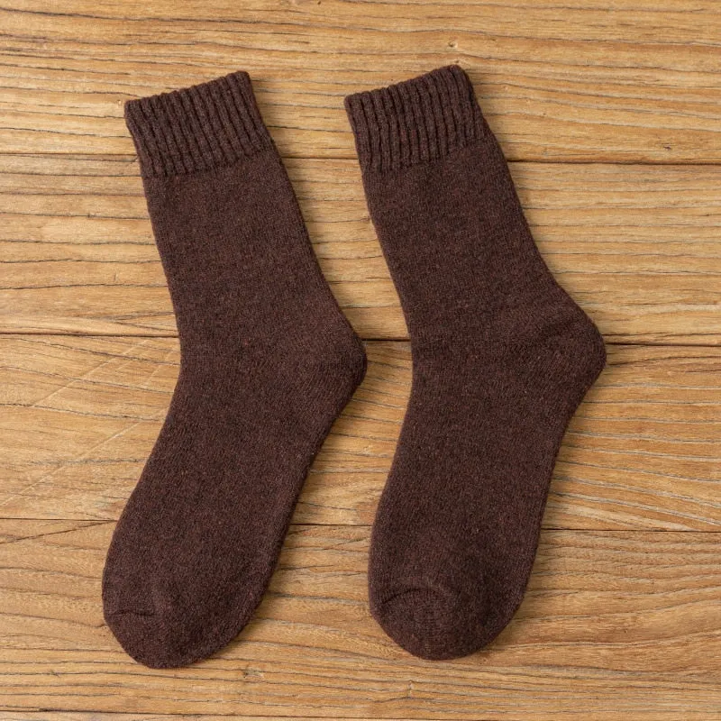 Winter Women Socks Thick Warm Solid Color Wool Harajuku Sox Retro Cold Resistant Fashion Casual Cashmere Cotton Socks for Female