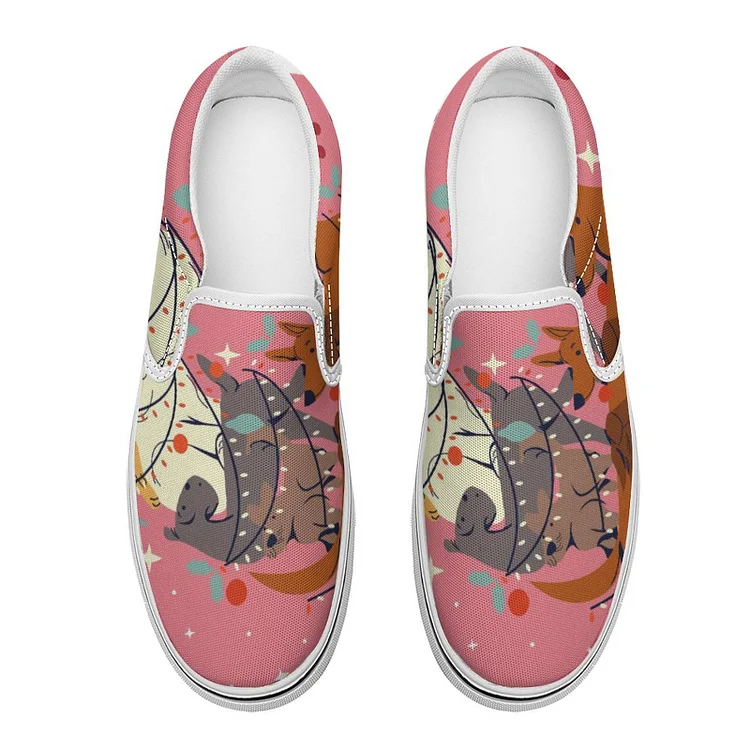 Slip-on Canvas Shoes Christmas, Cats And Dogs, Christmas Tree  customized, personalized, gift