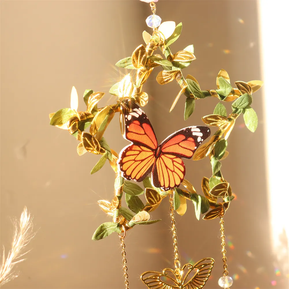 Crystal Wind Chime Prism Catchers Ornament Home Room Garden Decor (Star)