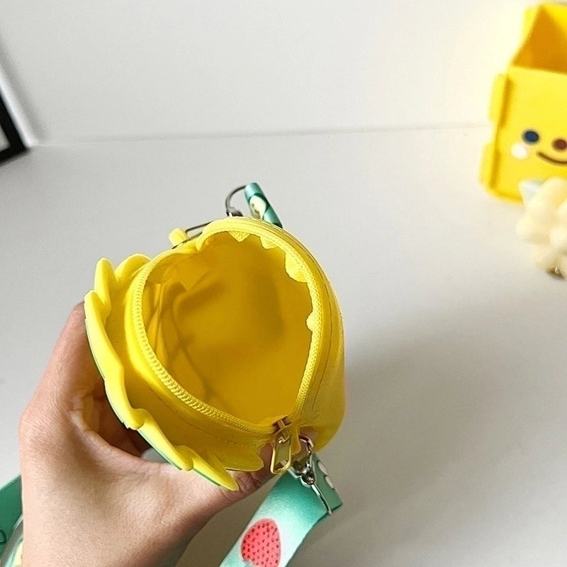 Kid’s Small Pvc Fruit Pineapple Cute Square Zipper Crossbody Bag