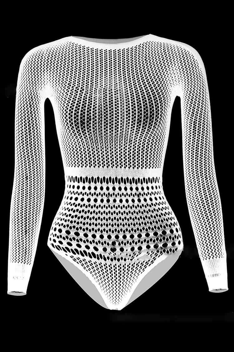 Ciciful See Through Fishnet Hollow Out Stretchy Bodysuit Without Accessories