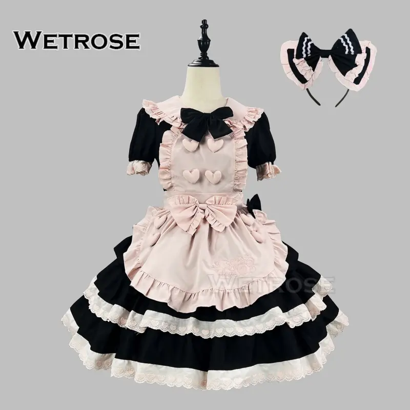 [Wetrose] In Stock Noble Sweet and Spicy Black Pink Maid Outfit Lolita Princess Dress 