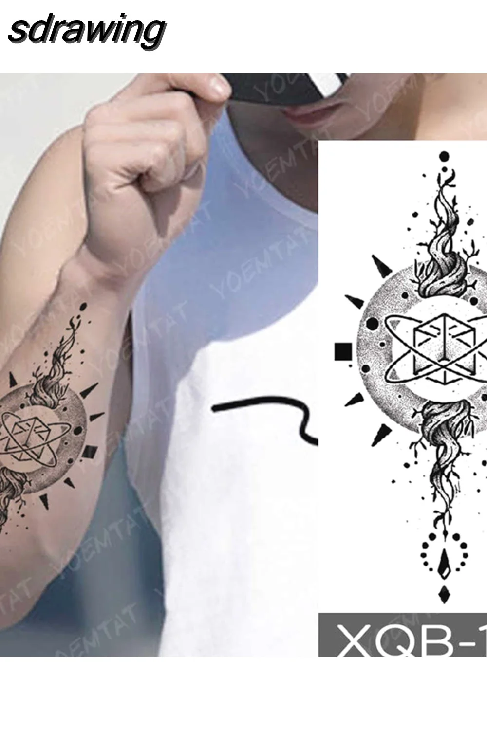 sdrawing Temporary Tattoo Sticker Geometric Tiger Wolf Death Flash Tattoos Leopard Totem Body Art Arm Fake Tatoo Women Men