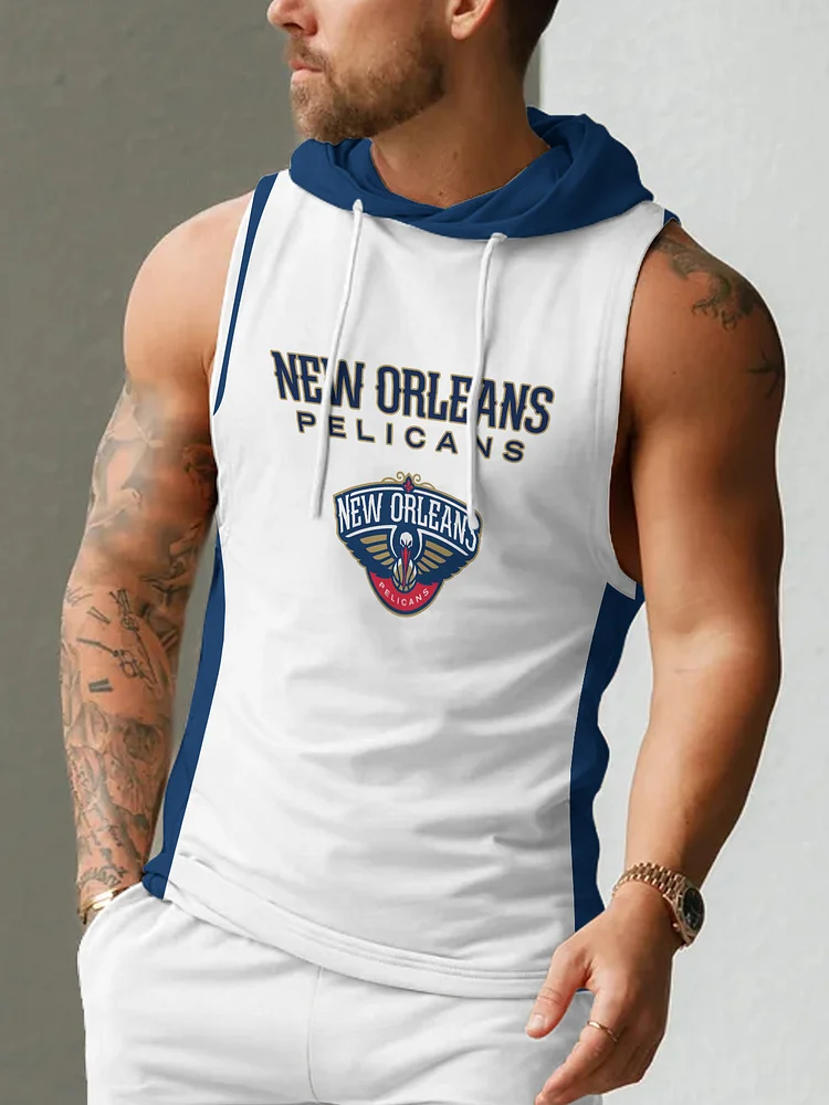 New Orleans Pelicans Men's Casual Comfy Sleeveless Hooded Tank Top