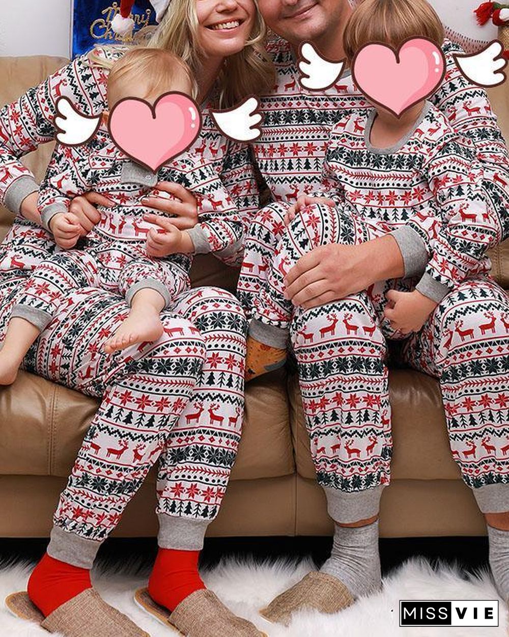 Baby's Stripe Print Parent-Child Family Christmas Loungewear