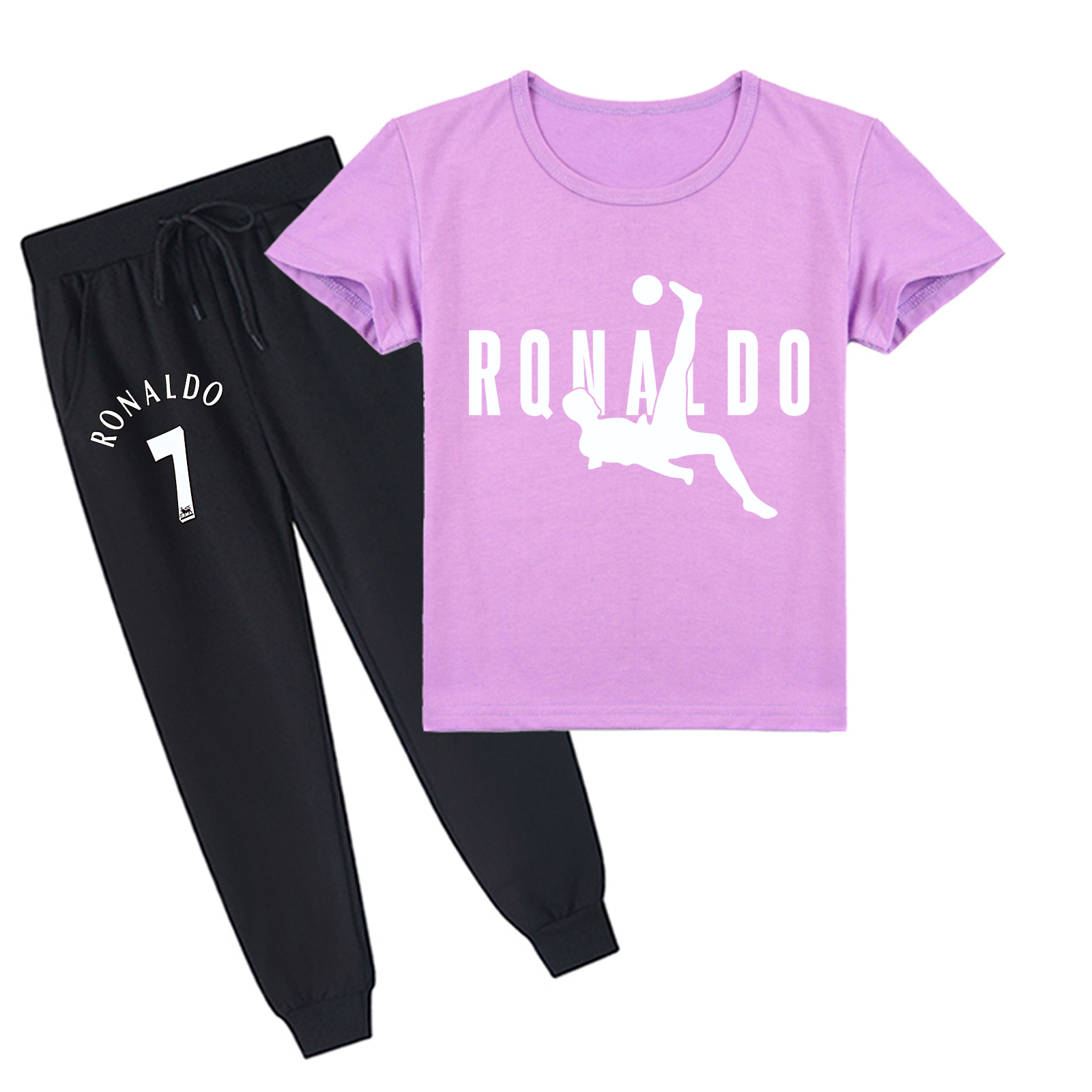 Mayoulove Kids' Cristiano Ronaldo Short Sleeve T-Shirt Set - Perfect for Boys and Girls, Trendy Sportswear-Mayoulove