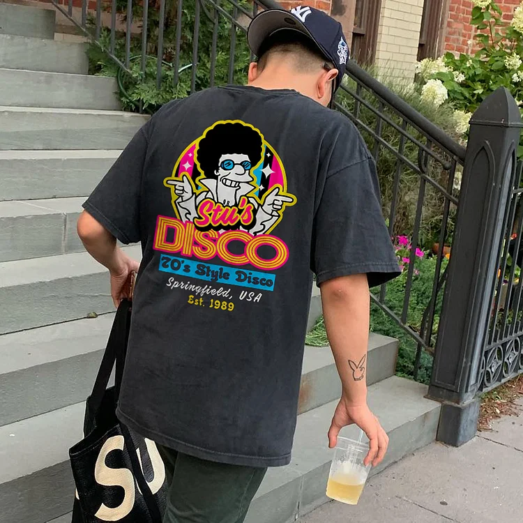 Stu's Disco 70's Style Disco Springfield, USA Est. 1989 T-shirt