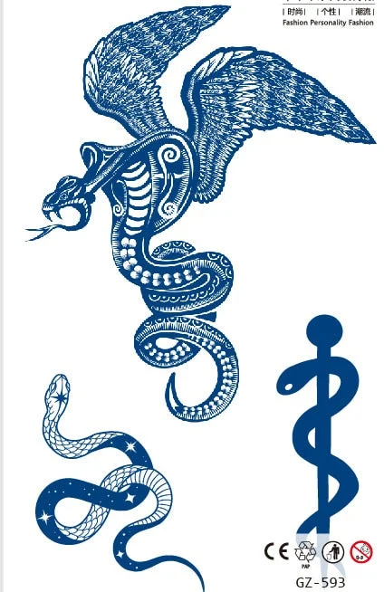 Temporary Waterproof Tattoo Stickers Seductive Snake Flower Ink Lasting Sexy Girls Arm Chest Waist Buttocks Realistic Fake Tatoo