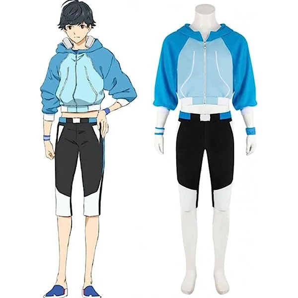 Anime Bubble Hibiki Cosplay Costume Men's Blue Outfits Full Set Halloween Uniform