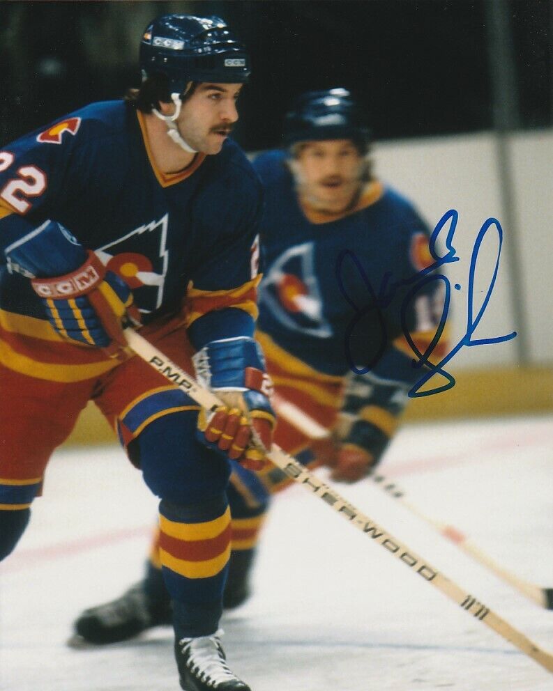 VINTAGE JOEL QUENNEVILLE SIGNED COLORADO ROCKIES NHL 8x10 Photo Poster painting! Autograph