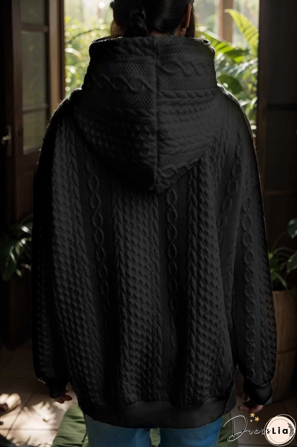 plus size casual hoodie women s plus solid ribbed long sleeve slight stretch hoodie drawstring sweatshirt