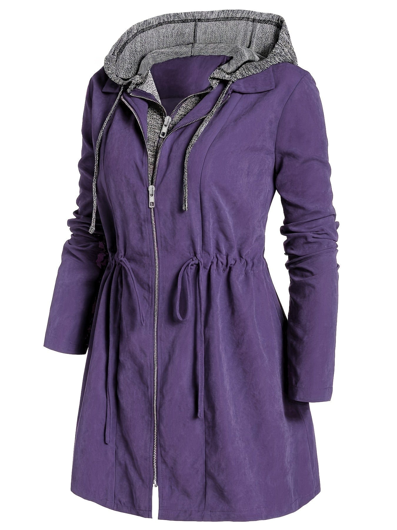 Ruched Hooded Coat Plus Size