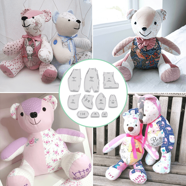 2 Piece Rungungde 10 PCS Memory Bear Template Ruler Set With 2 Piece Rungungde 10 PCS Memory Bear Template Ruler Set With