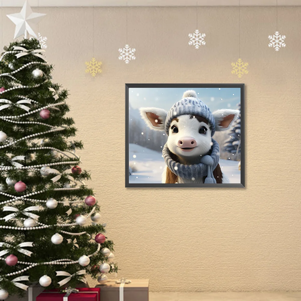 Diamond Painting - Full Round Drill - Winter Cow(Canvas|35*30cm)