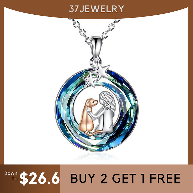 S925 I Found a Paw Dog Crystal Circle Necklace