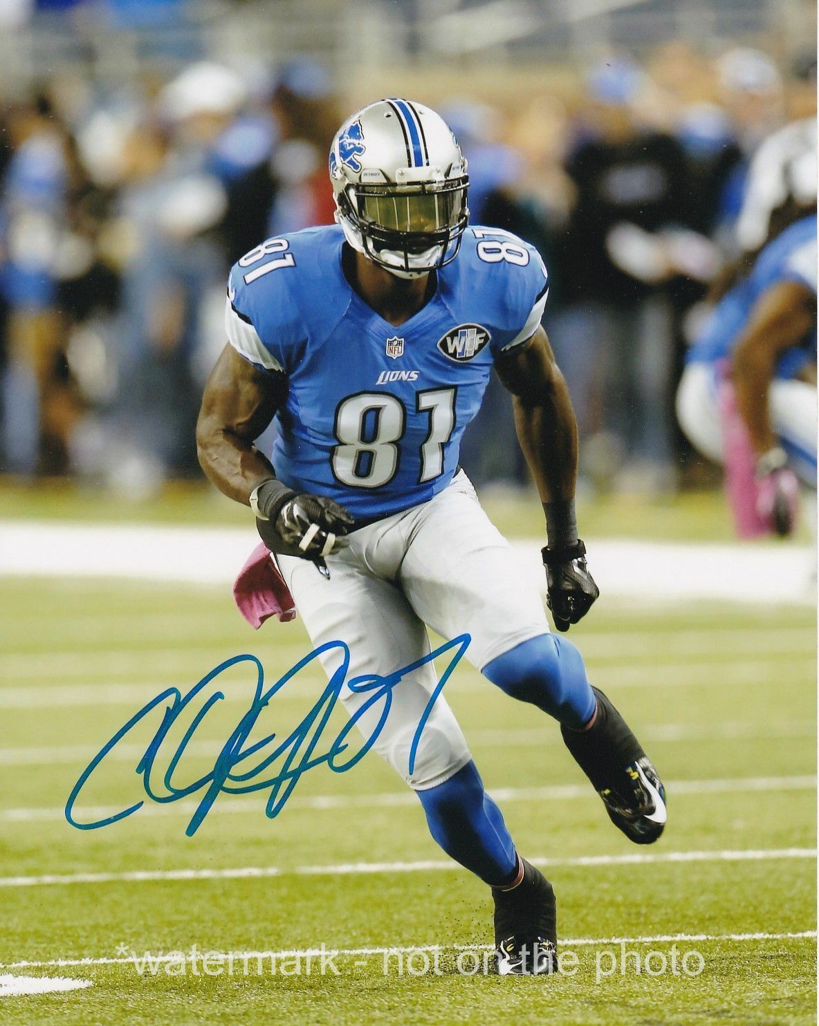 CALVIN JOHNSON SIGNED AUTOGRAPH 8X10 Photo Poster painting DETROIT LIONS