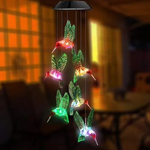 Solar Power Hummingbird Wind Chime Lights
