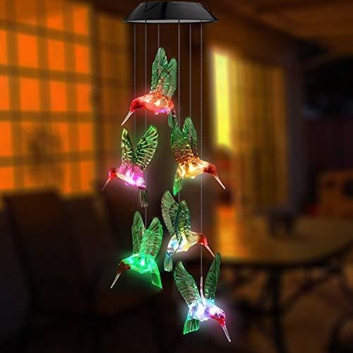 Solar Power Hummingbird Wind Chime Lights