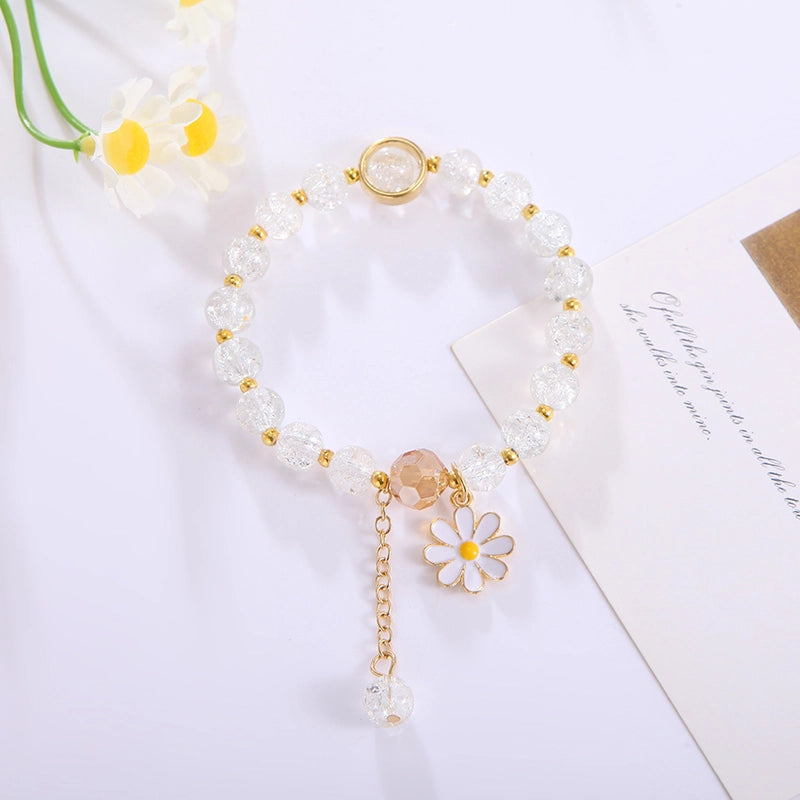 Flower Bracelet Handmade Design Popcorn Crystal Bracelet Korean Girl’s Personality Best Friend Couple’s Bracelet Daisy