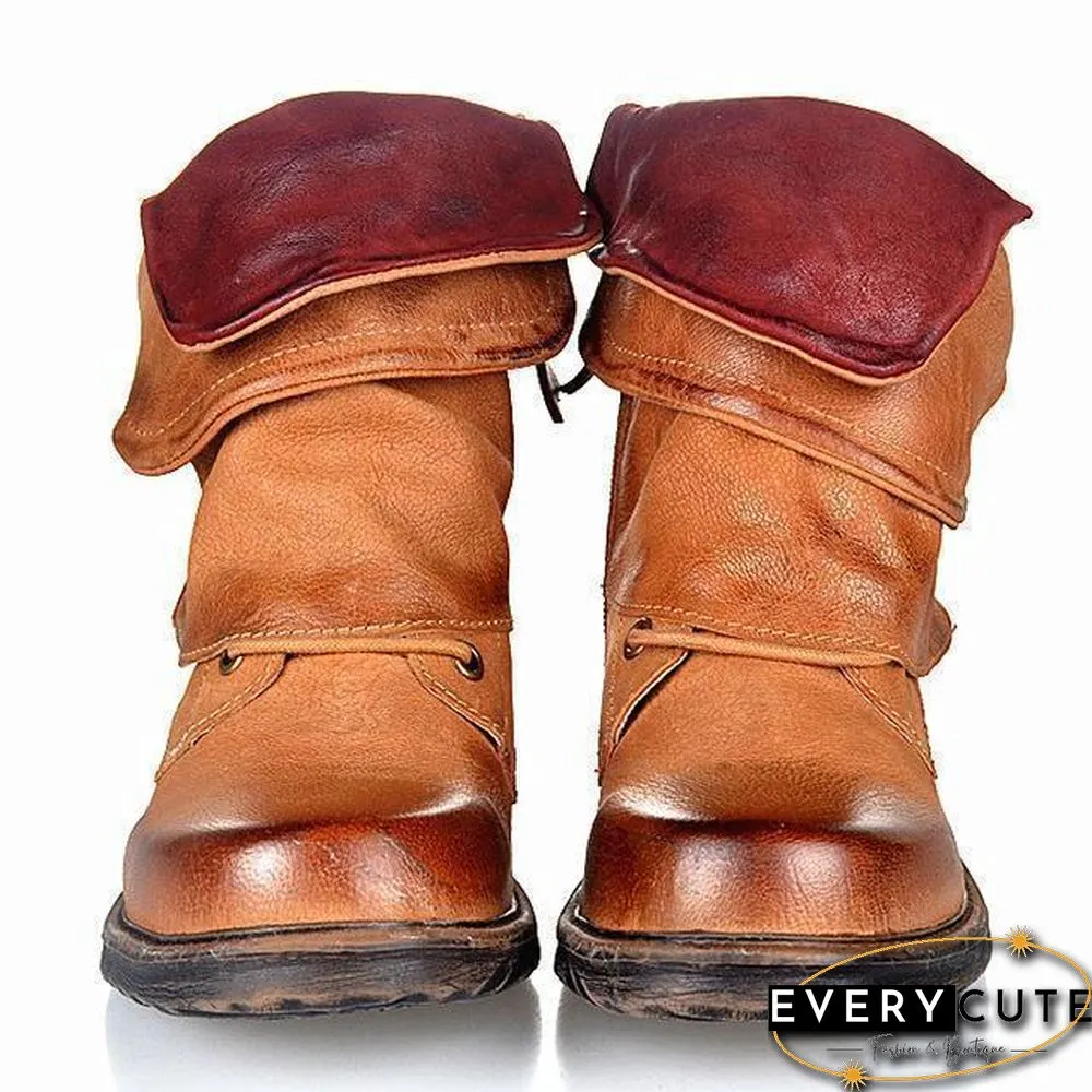 Woman Winter Horse Riding Boots Vintage Combat Punk Ankle Shoes