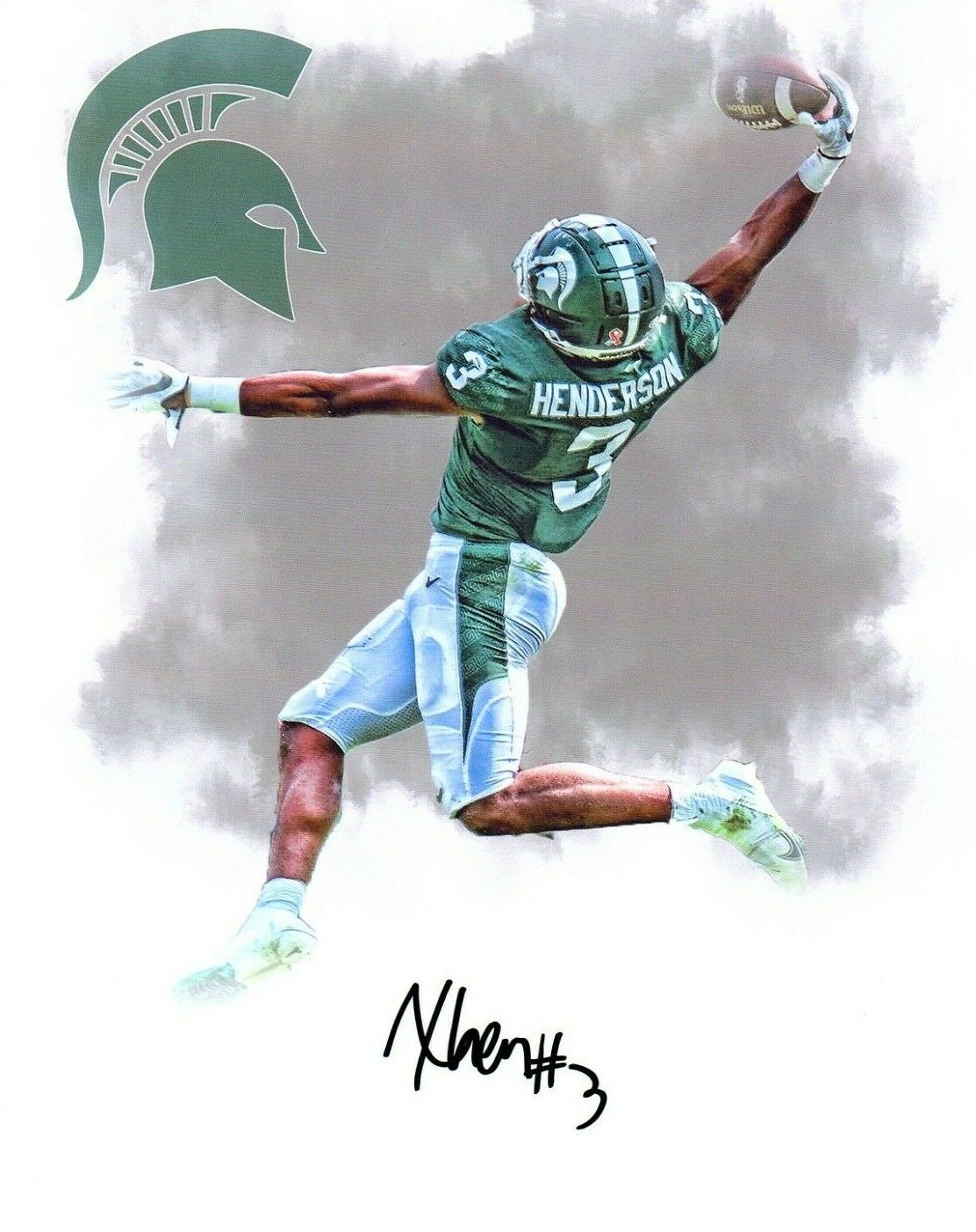 Xavier Henderson Michigan State football signed autograph 8x10 Photo Poster painting edit MSU!