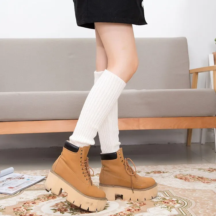 Leg Warmers Women Elegant Winter Warm Trendy All-match Womens Korean Style Knitting Keep Knee Students Leisure Female Chic 2020