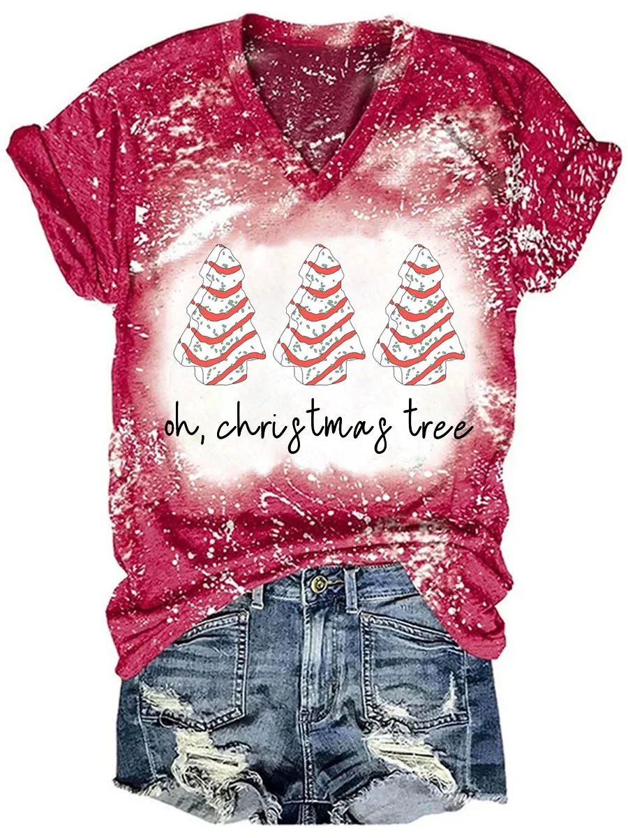 Oh Christmas Tree Tie Dye V-neck T-shirt