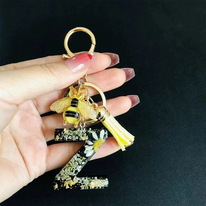 Minimalist Classic Style Letter Bee Resin Unisex Bag Pendant Keychain