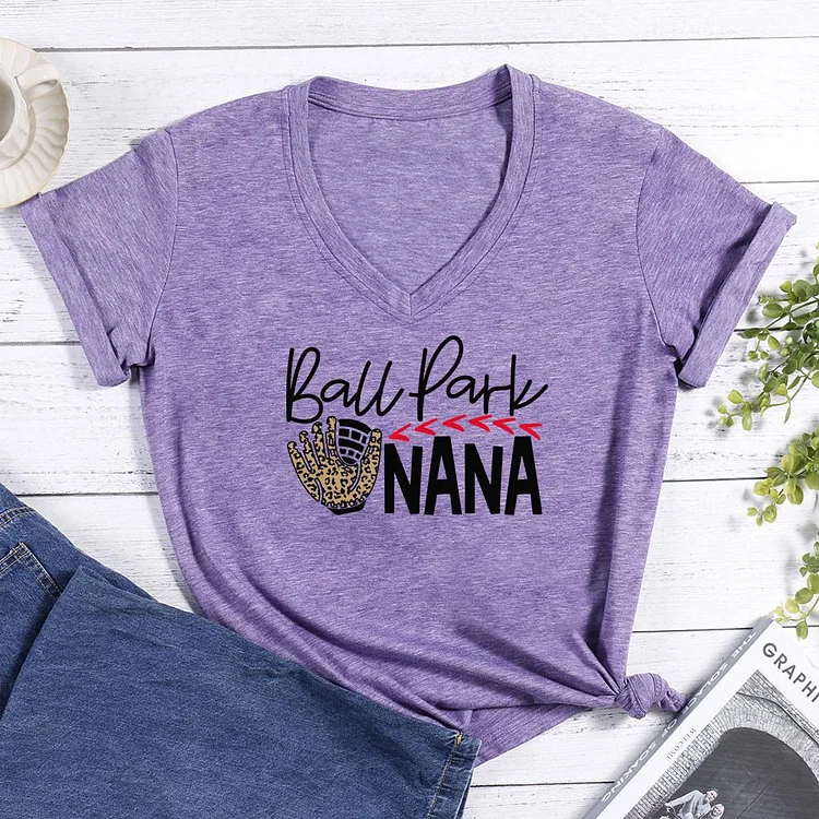 Baseball Nana V-neck T Shirt