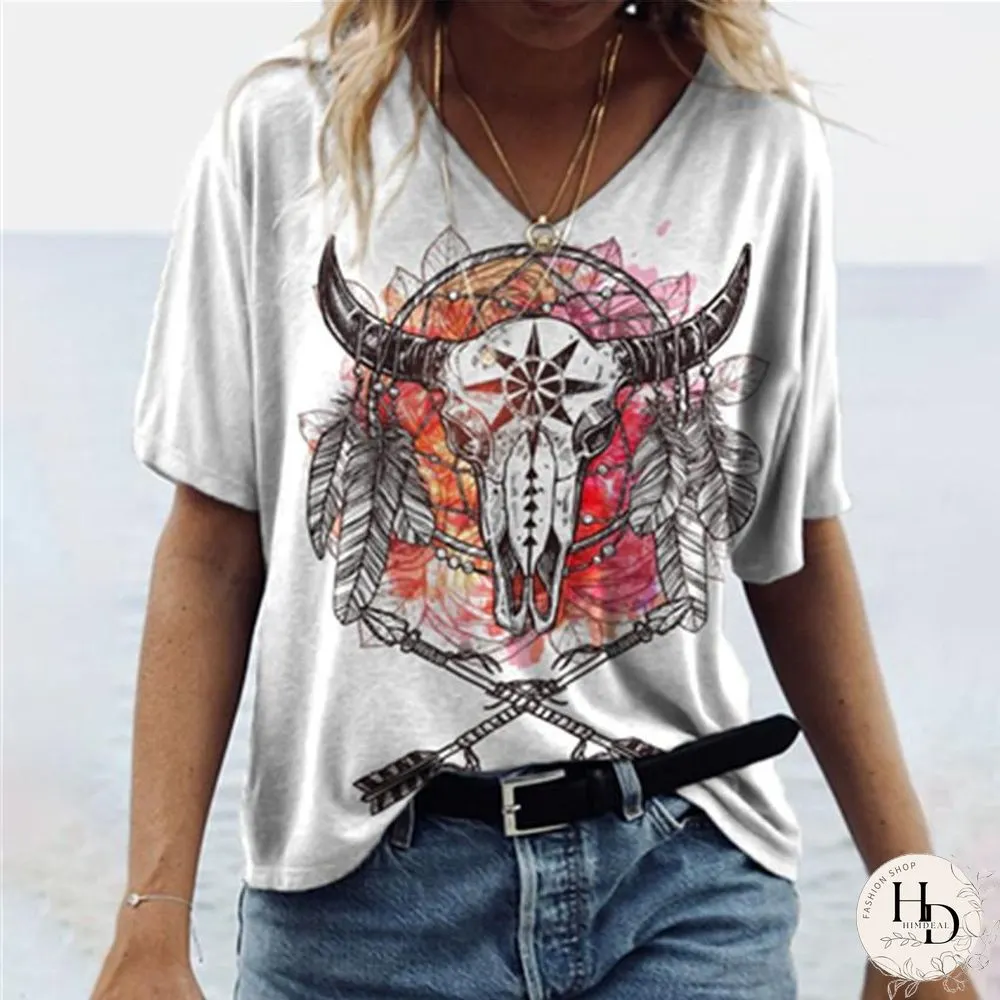 Retro Ethnic Style Short Sleeve  T-Shirt