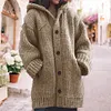 Gioiacombo&trade; Cappotto cardigan con cappuccio maglione di media lunghezza da donna