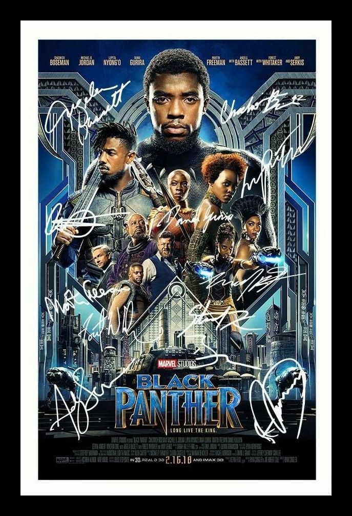 Black Panther Cast Autograph Signed & Framed Photo Poster painting