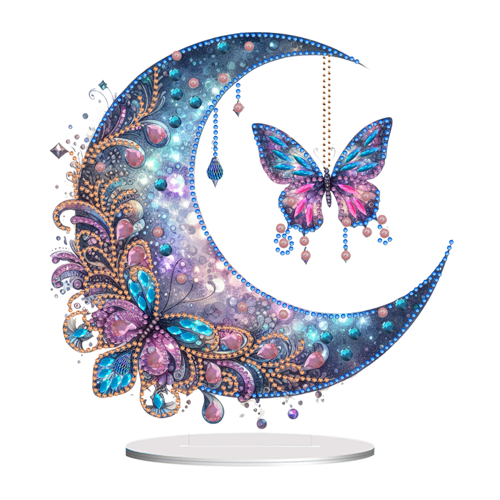 DIY Acrylic Diamond Painting Desktop Tabletop Ornament Moon Butterfly-Guru-buzz