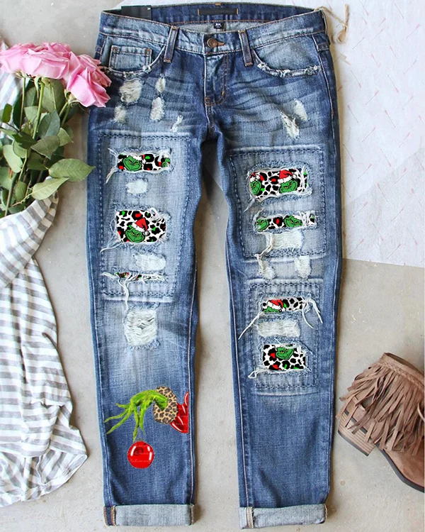 Grinch Leopard Print Loose Casual Pants