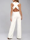 Solid Color Backless Wedding Jumpsuits Bottoms