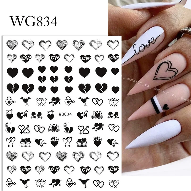 Black White Butterfly 3D Nails Sticker Geometry Decals Flower Gold DIY Decals Designs For Nail Art Manicures Decorations Salon