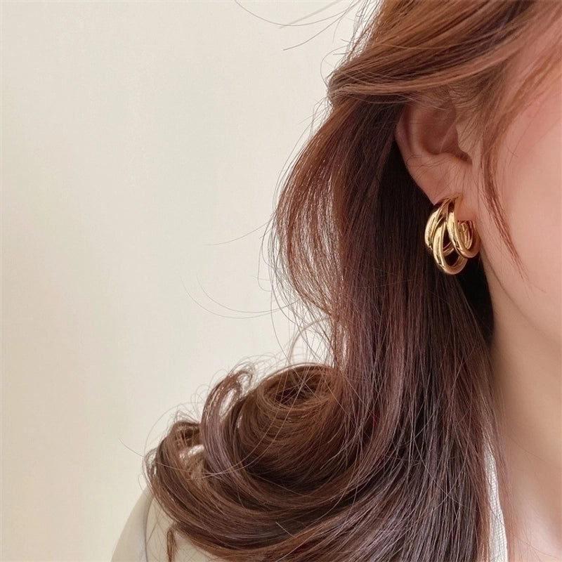 1 Pair Vintage Style Solid Color Plating Titanium Steel Titanium Steel 18K Gold Plated Ear Studs