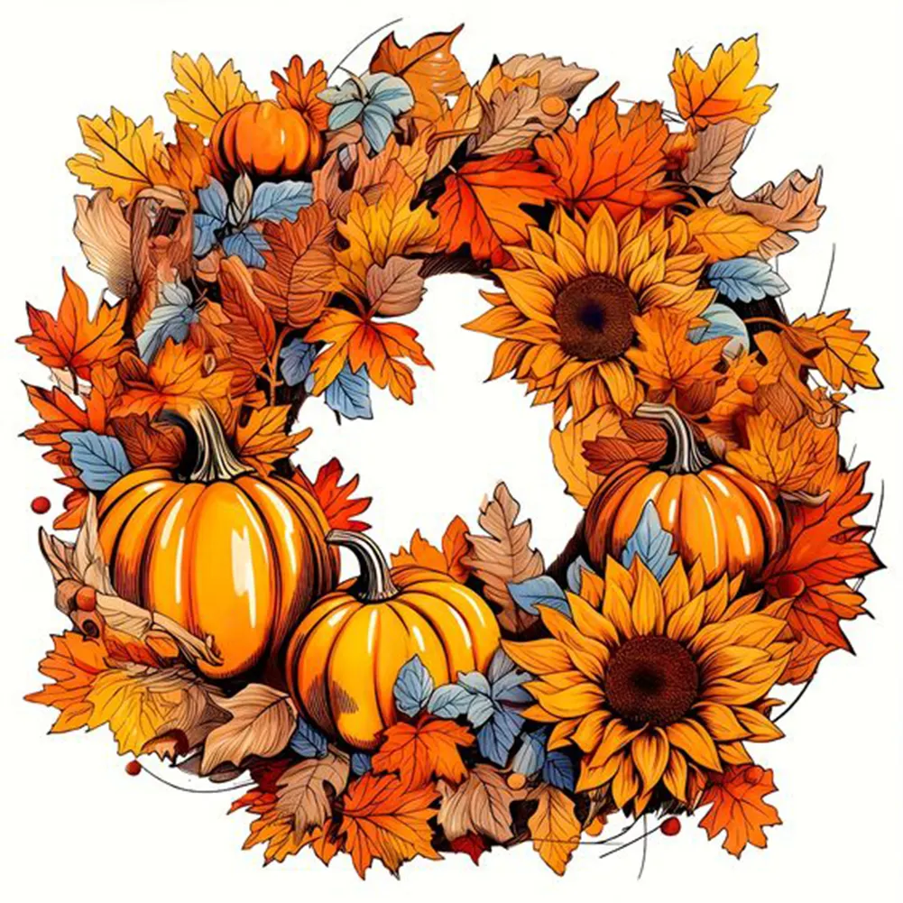 Diamond Painting - Full Square Drill - Autumn Wreath(Canvas|35*35cm)