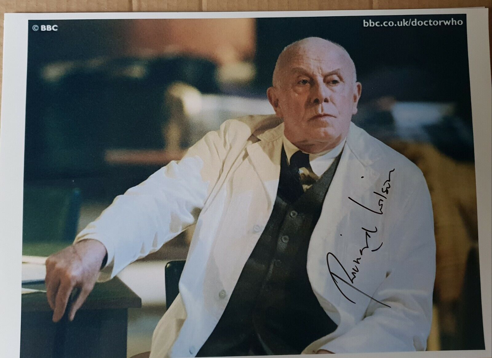 Richard Wilson hand-signed A4 Doctor Who colour Photo Poster painting.