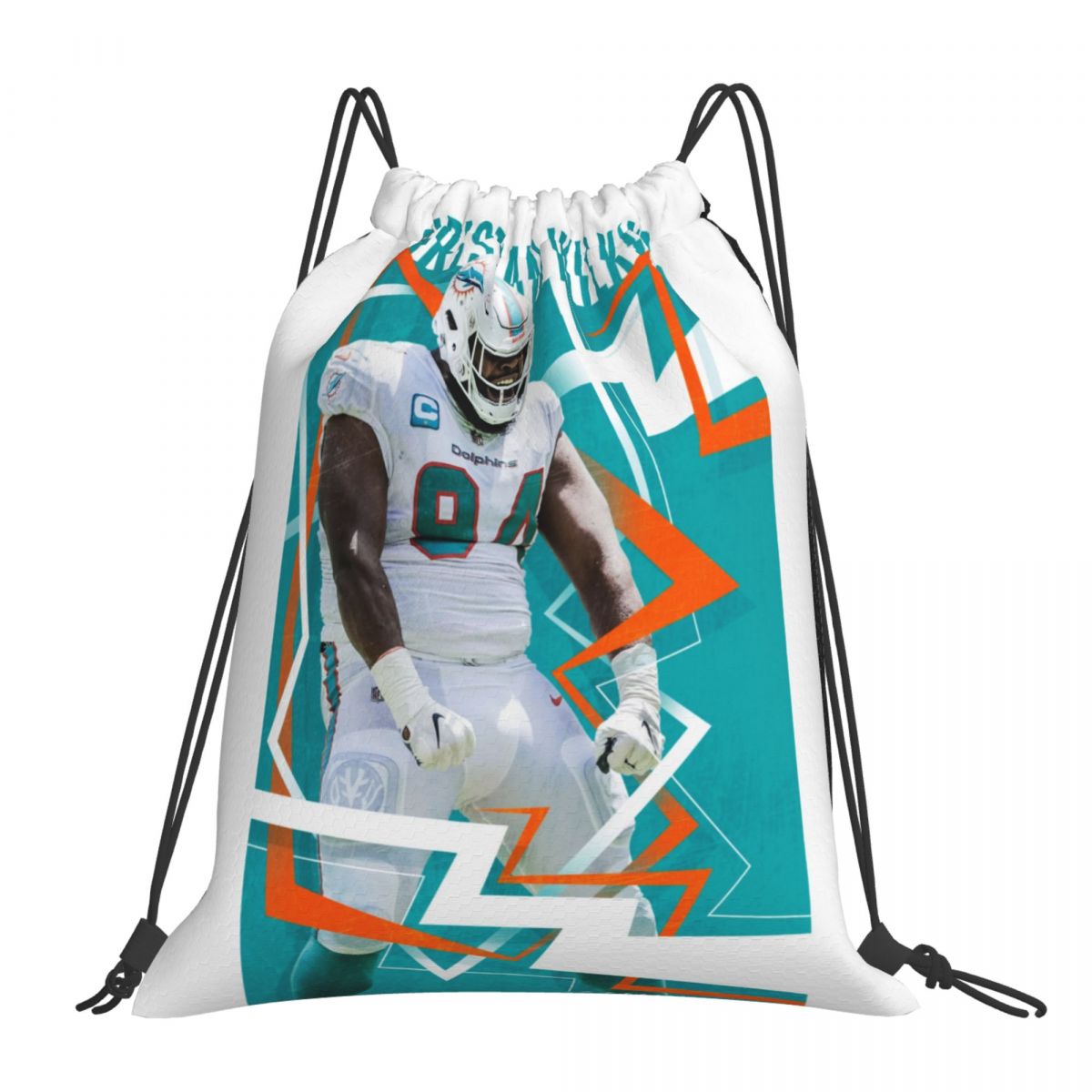 Miami Dolphins Christian Wilkins Drawstring Bags for School Gym