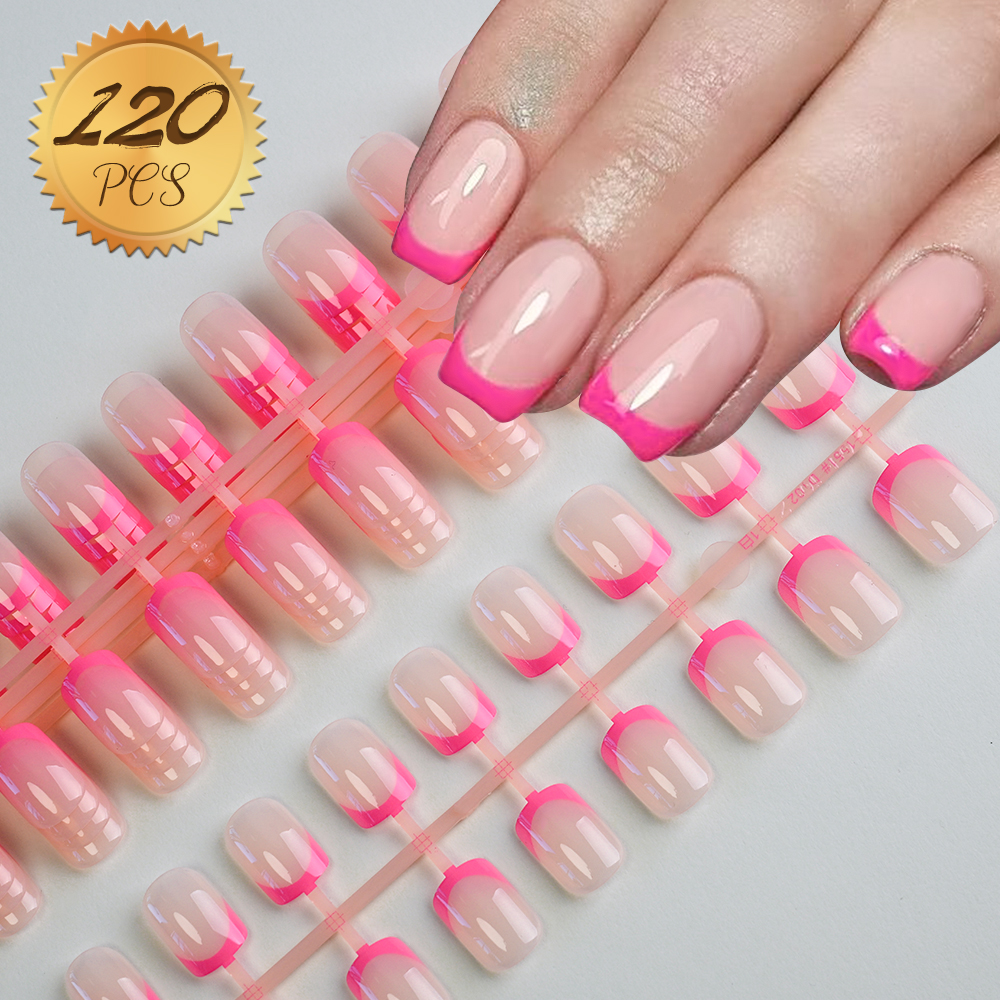 Intbuyer Short Summer Nails – Semi-Frosted Almond False Nails in Clear Acrylic for Full Cover Extension  