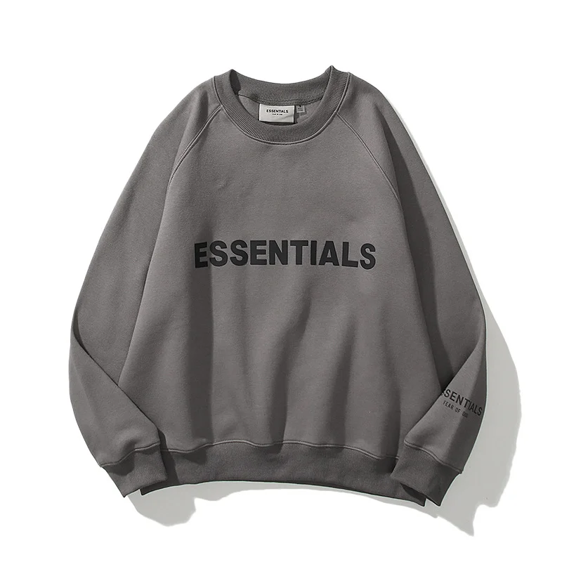 Essentials Sweatshirt Pure Cotton Casual Hip Hop Loose Crew Neck Letter Fleece Sweatshirt